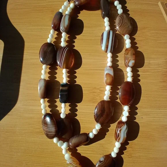 Jay King DTR mine finds stripped Agate and MOP 36 inch necklace 925 - Picture 9 of 13